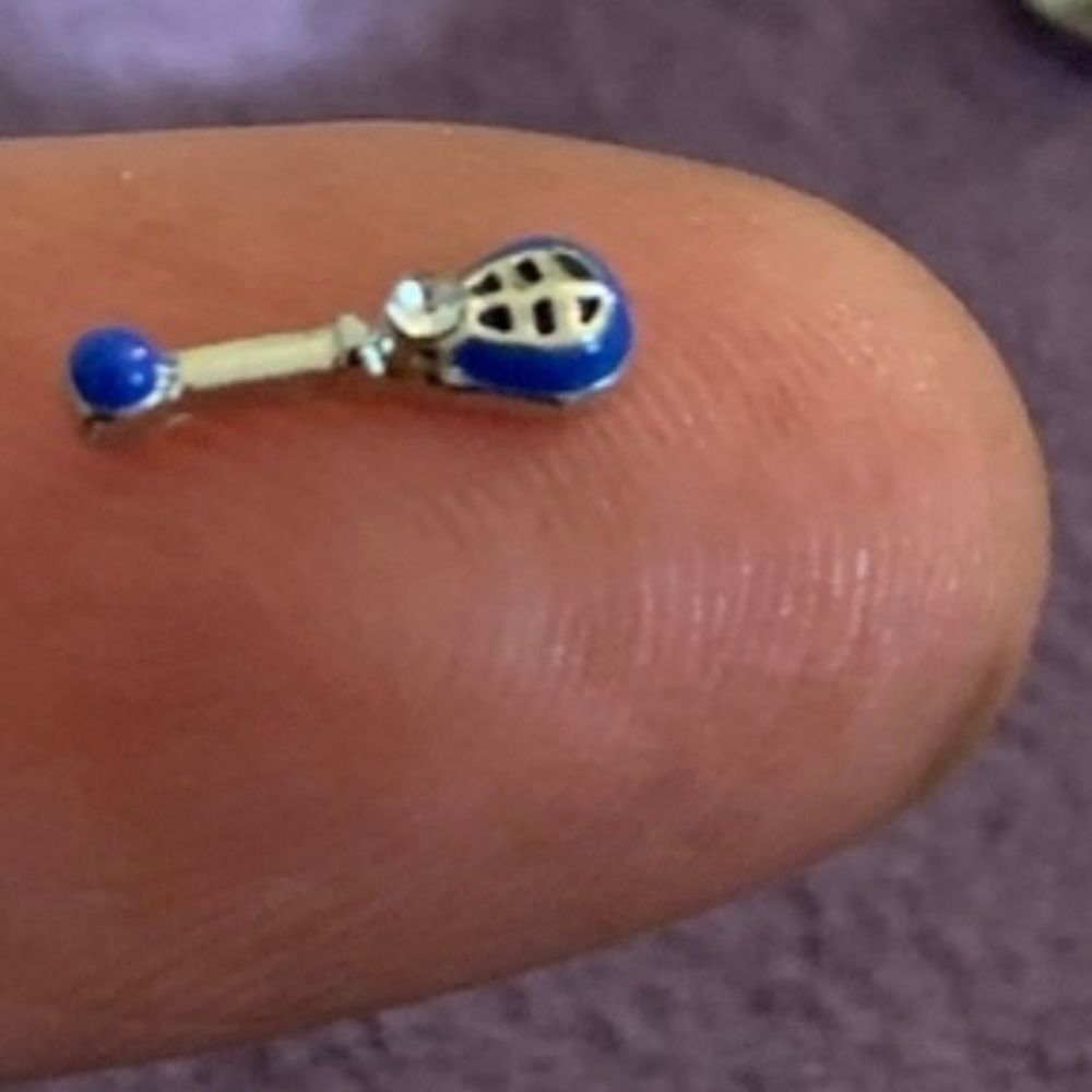 Blue Enamel Lute Charm Pendant for Women